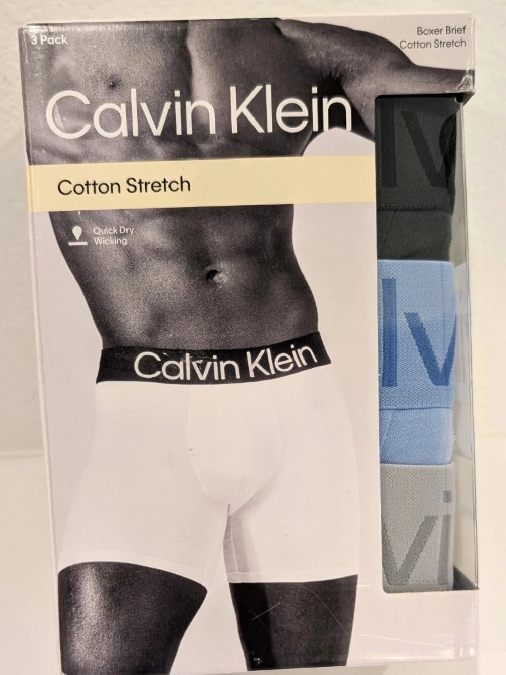Calvin Klein Mens Boxer Briefs 3-Pack Cotton Stretch Underwear Size Large NIB